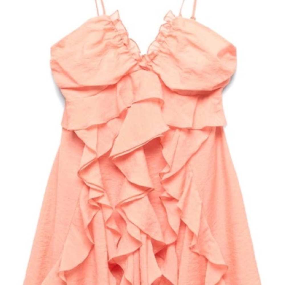 Mango Coral Ruffle Dress